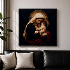Madonna and Child Wall Art Mother Embrace Framed Canvas Mary and Jesus Catholic Decor