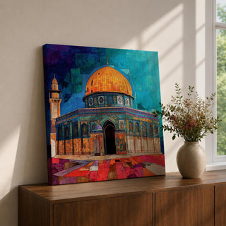 Al Aqsa Mosque Wall Art Dome of the Rock Framed Canvas Islamic Home Decor
