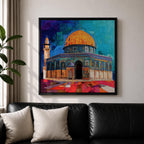 Al Aqsa Mosque Wall Art Dome of the Rock Framed Canvas Islamic Home Decor