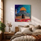 Al Aqsa Mosque Wall Art Dome of the Rock Framed Canvas Islamic Home Decor