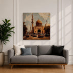 Cairo Mosque Wall Art Islamic Mosque Framed Canvas Middle Eastern Impasto Cultural Home Decor