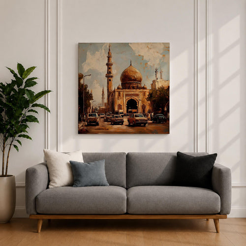 Cairo Mosque Wall Art Islamic Mosque Framed Canvas Middle Eastern Impasto Cultural Home Decor