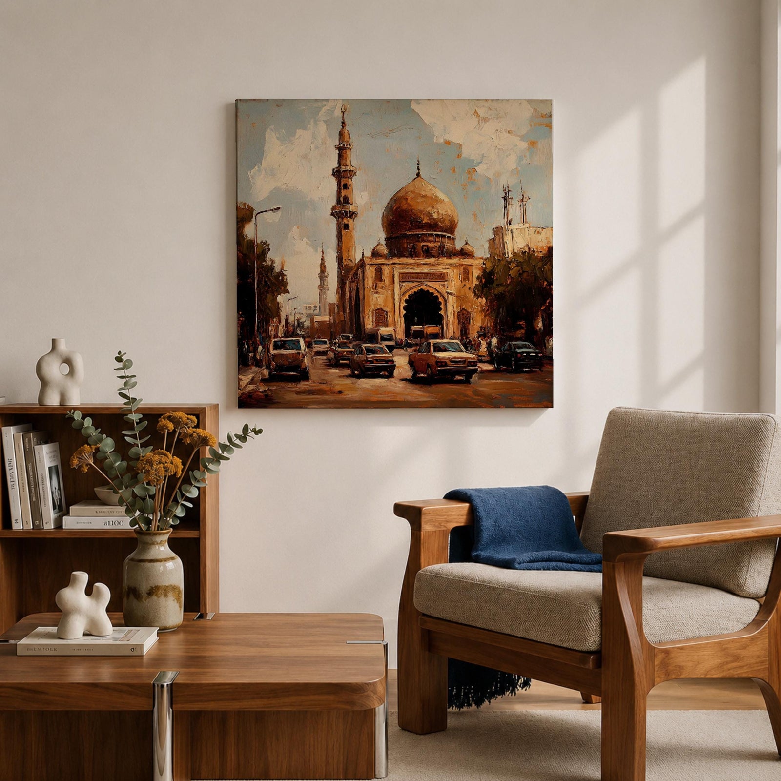 Cairo Mosque Wall Art Islamic Mosque Framed Canvas Middle Eastern Impasto Cultural Home Decor
