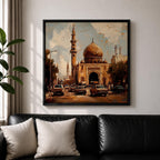 Cairo Mosque Wall Art Islamic Mosque Framed Canvas Middle Eastern Impasto Cultural Home Decor