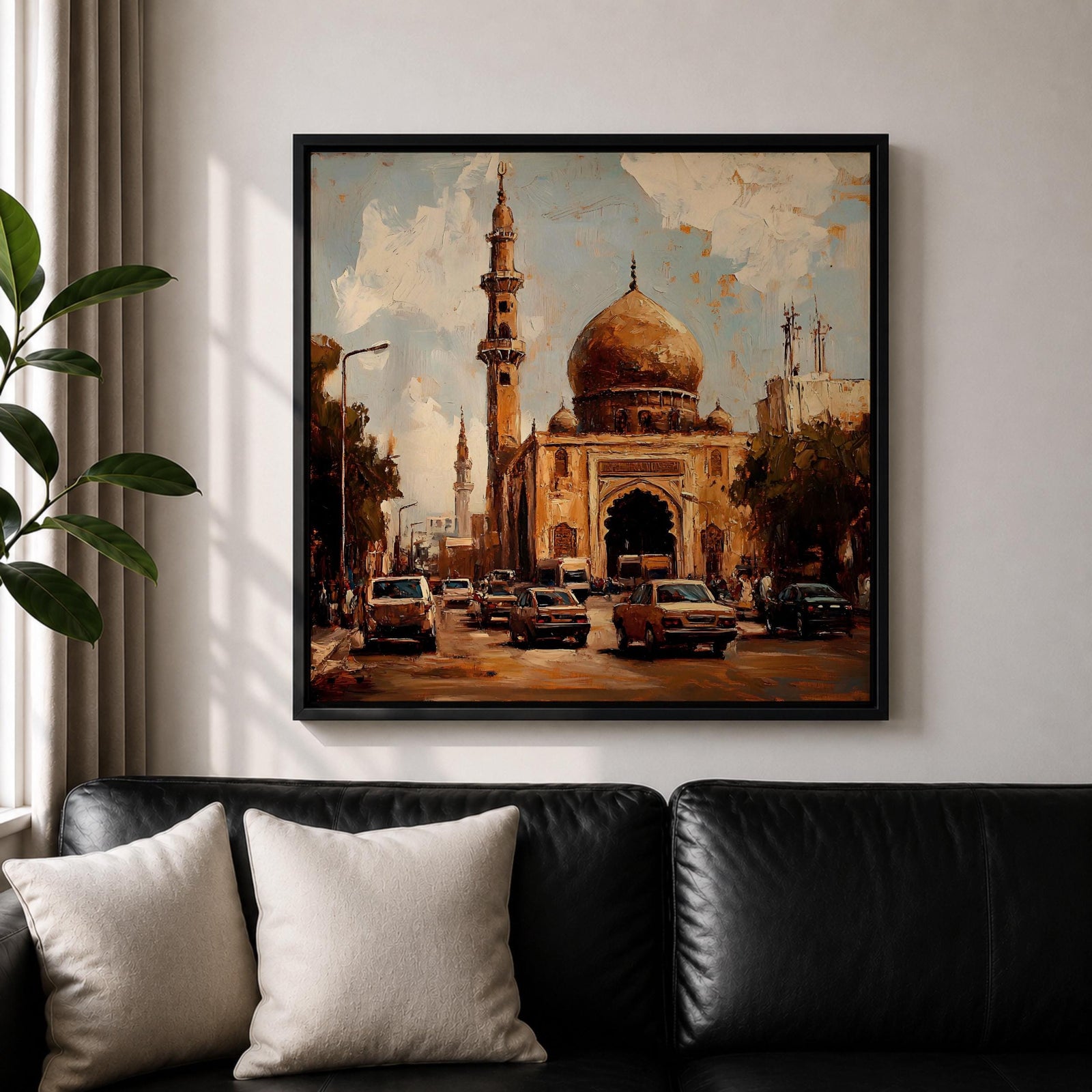 Cairo Mosque Wall Art Islamic Mosque Framed Canvas Middle Eastern Impasto Cultural Home Decor