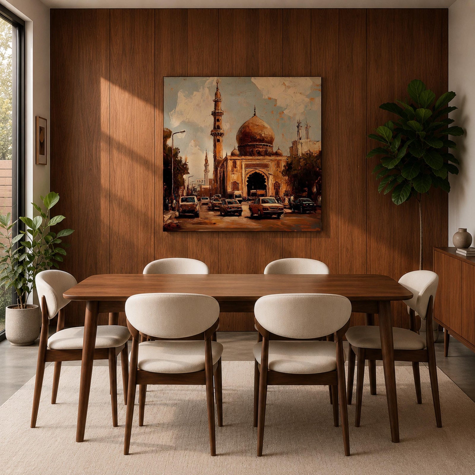 Cairo Mosque Wall Art Islamic Mosque Framed Canvas Middle Eastern Impasto Cultural Home Decor