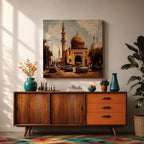 Cairo Mosque Wall Art Islamic Mosque Framed Canvas Middle Eastern Impasto Cultural Home Decor