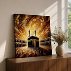 Kaaba Wall Art Textured Impasto Framed Canvas Baitullah Islamic Masjid Haram Home Decor