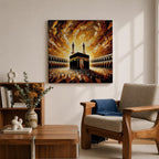 Kaaba Wall Art Textured Impasto Framed Canvas Baitullah Islamic Masjid Haram Home Decor