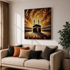 Kaaba Wall Art Textured Impasto Framed Canvas Baitullah Islamic Masjid Haram Home Decor