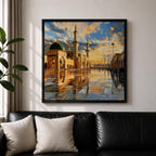 Masjid Nabawi Wall Art Green Dome Framed Canvas Rawdah Medina Islamic Mosque Home Decor