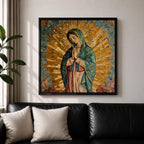 Our Lady of Guadalupe Wall Art La Guadalupana Framed Canvas Mosaic Mexican Catholic Decor