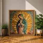 Our Lady of Guadalupe Wall Art La Guadalupana Framed Canvas Mosaic Mexican Catholic Decor