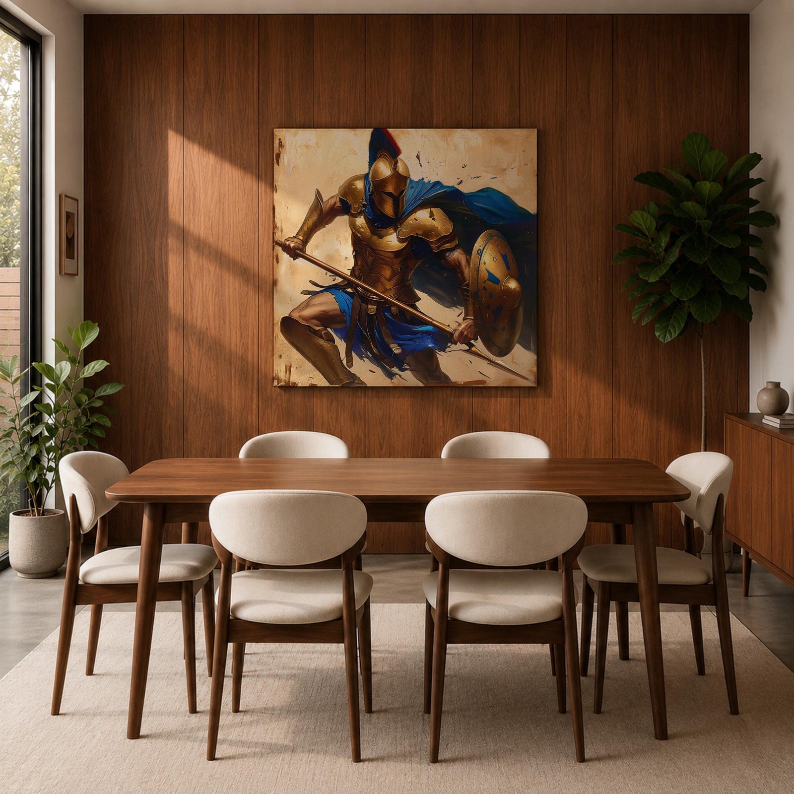 Spartan Warrior Wall Art Greek Soldier Framed Canvas Ancient Battle Mythology History Home Decor