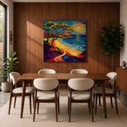Coastal Pathway Wall Art Beach Trail Framed Canvas Ocean Sunset Abstract Landscape Bedroom Decor