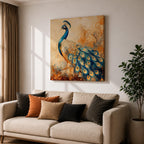 Peacock Wall Art Exotic Bird Framed Canvas Boho Animal Nature Living Room Home Decor