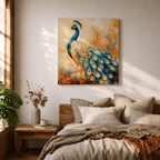 Peacock Wall Art Exotic Bird Framed Canvas Boho Animal Nature Living Room Home Decor