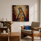 Our Lady of Guadalupe Wall Art Blessed Mother Framed Canvas Mosaic Catholic Home Decor