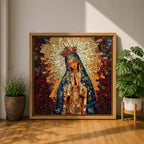 Our Lady of Guadalupe Wall Art Blessed Mother Framed Canvas Mosaic Catholic Home Decor