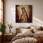 Our Lady of Guadalupe Wall Art Blessed Mother Framed Canvas Mosaic Catholic Home Decor