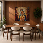Our Lady of Guadalupe Wall Art Blessed Mother Framed Canvas Mosaic Catholic Home Decor