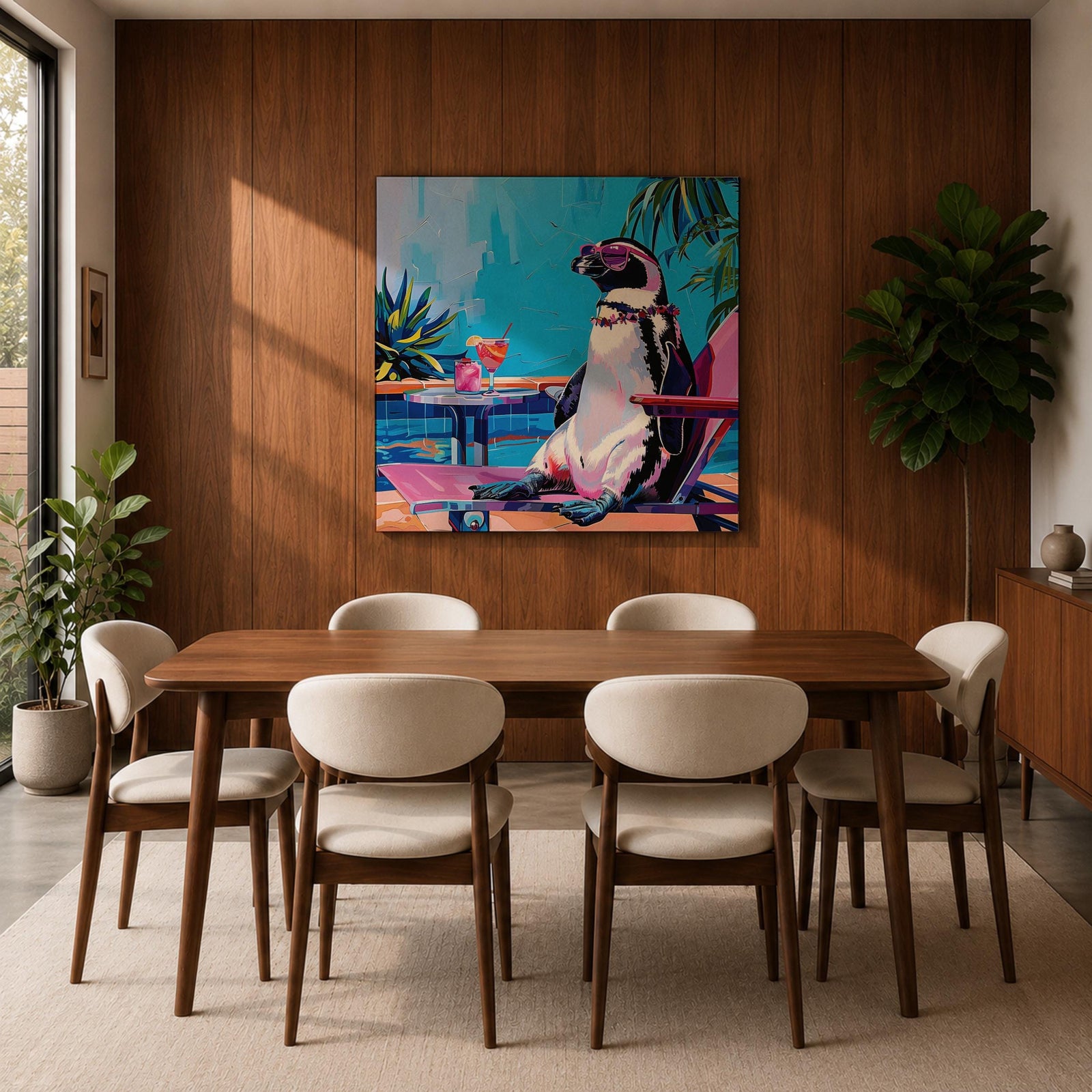 Penguin Animal Wall Art Poolside Sunglasses Bird Modern Pop Gift Living Room Home Decor