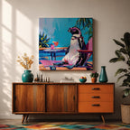 Penguin Animal Wall Art Poolside Sunglasses Bird Modern Pop Gift Living Room Home Decor