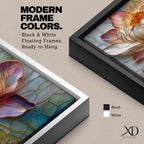 Lotus Wall Art Water Lily Framed Canvas Stained Glass Botanical Boho Home Decor