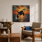 Orca Wall Art Whale Framed Canvas Ocean Wildlife Marine Impasto Coastal Home Decor