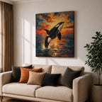 Orca Wall Art Whale Framed Canvas Ocean Wildlife Marine Impasto Coastal Home Decor