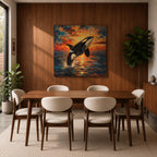 Orca Wall Art Whale Framed Canvas Ocean Wildlife Marine Impasto Coastal Home Decor