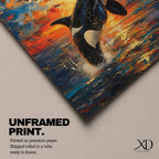Orca Wall Art Whale Framed Canvas Ocean Wildlife Marine Impasto Coastal Home Decor