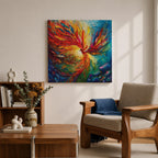 Phoenix Wall Art Firebird Framed Canvas Fantasy Abstract Mythical Boho Home Decor