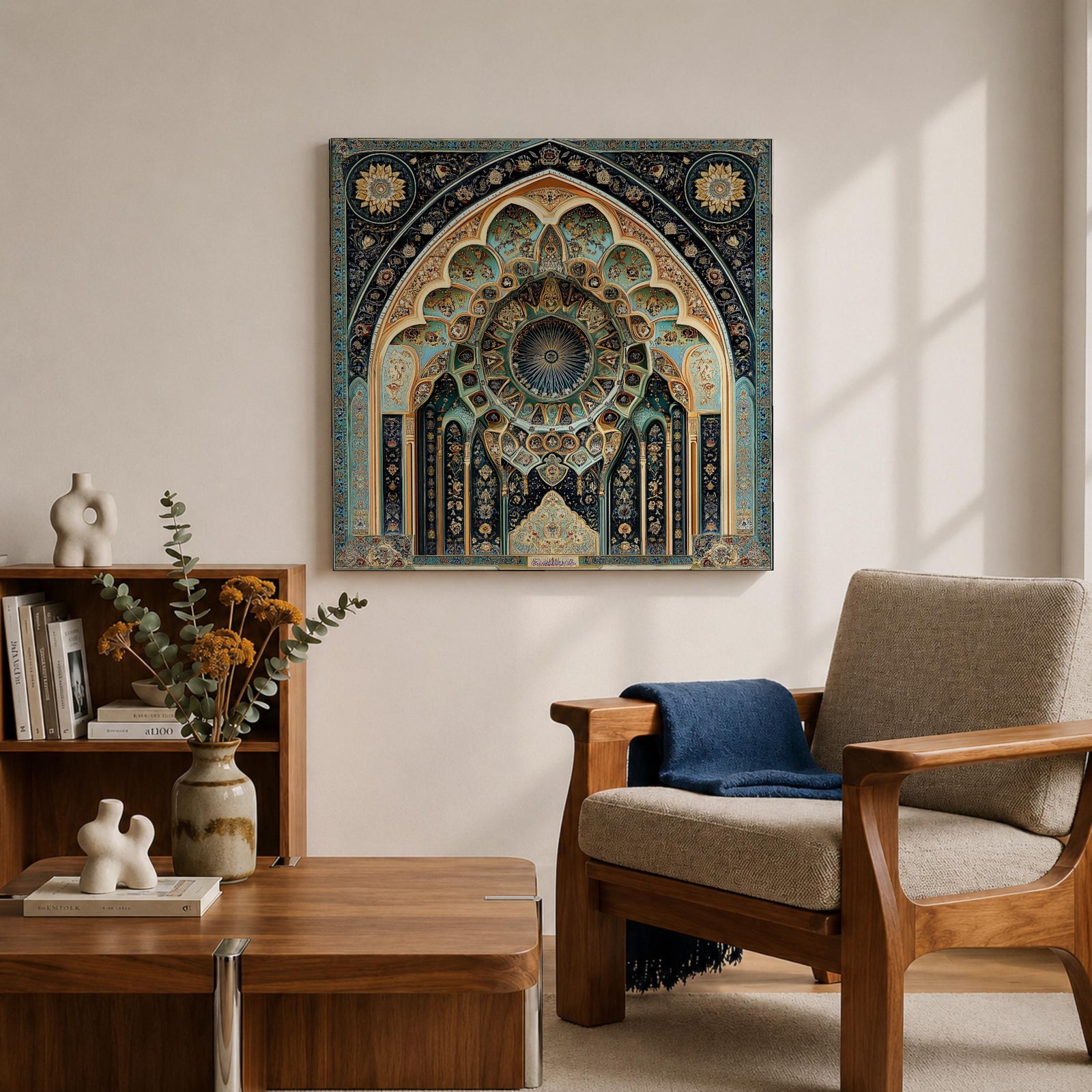 Islamic Arch Wall Art Moorish Mihrab Framed Canvas Moroccan Geometric Cultural Home Decor