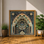 Islamic Arch Wall Art Moorish Mihrab Framed Canvas Moroccan Geometric Cultural Home Decor
