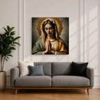 Virgin Mary Wall Art Madonna Framed Canvas Antique Catholic Prayer Room Home Decor