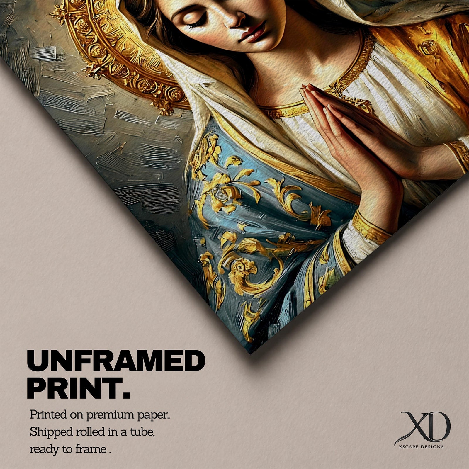 Virgin Mary Wall Art Madonna Framed Canvas Antique Catholic Prayer Room Home Decor