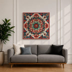 Persian Mandala Wall Art Carpet Pattern Framed Canvas Oriental Islamic Home Decor