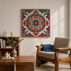 Persian Mandala Wall Art Carpet Pattern Framed Canvas Oriental Islamic Home Decor