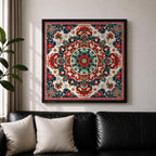 Persian Mandala Wall Art Carpet Pattern Framed Canvas Oriental Islamic Home Decor
