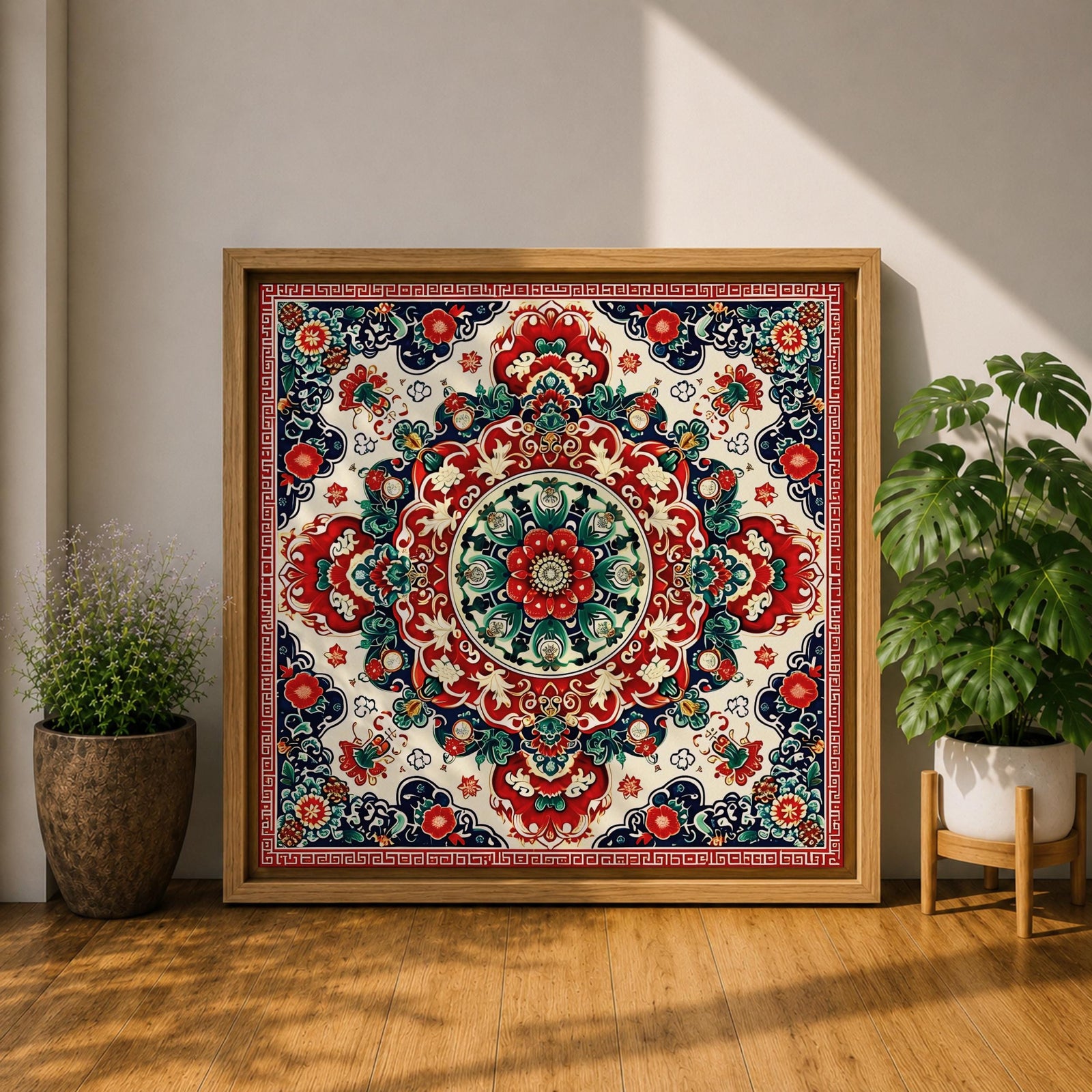 Persian Mandala Wall Art Carpet Pattern Framed Canvas Oriental Islamic Home Decor