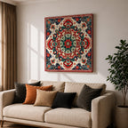 Persian Mandala Wall Art Carpet Pattern Framed Canvas Oriental Islamic Home Decor