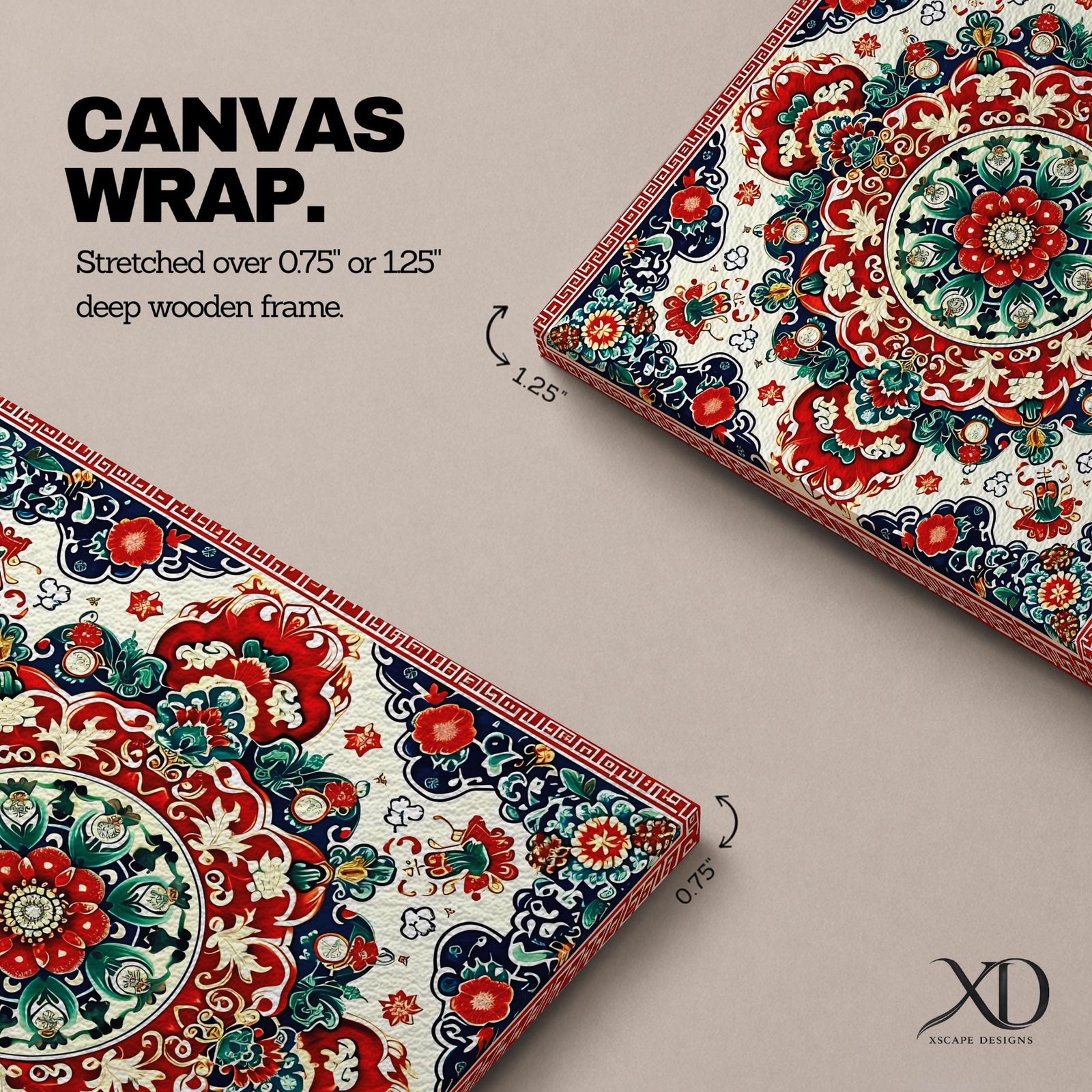 Persian Mandala Wall Art Carpet Pattern Framed Canvas Oriental Islamic Home Decor