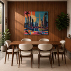 Dubai Skyline Wall Art Burj Khalifa Cityscape Framed Canvas UAE Retro Travel Home Decor