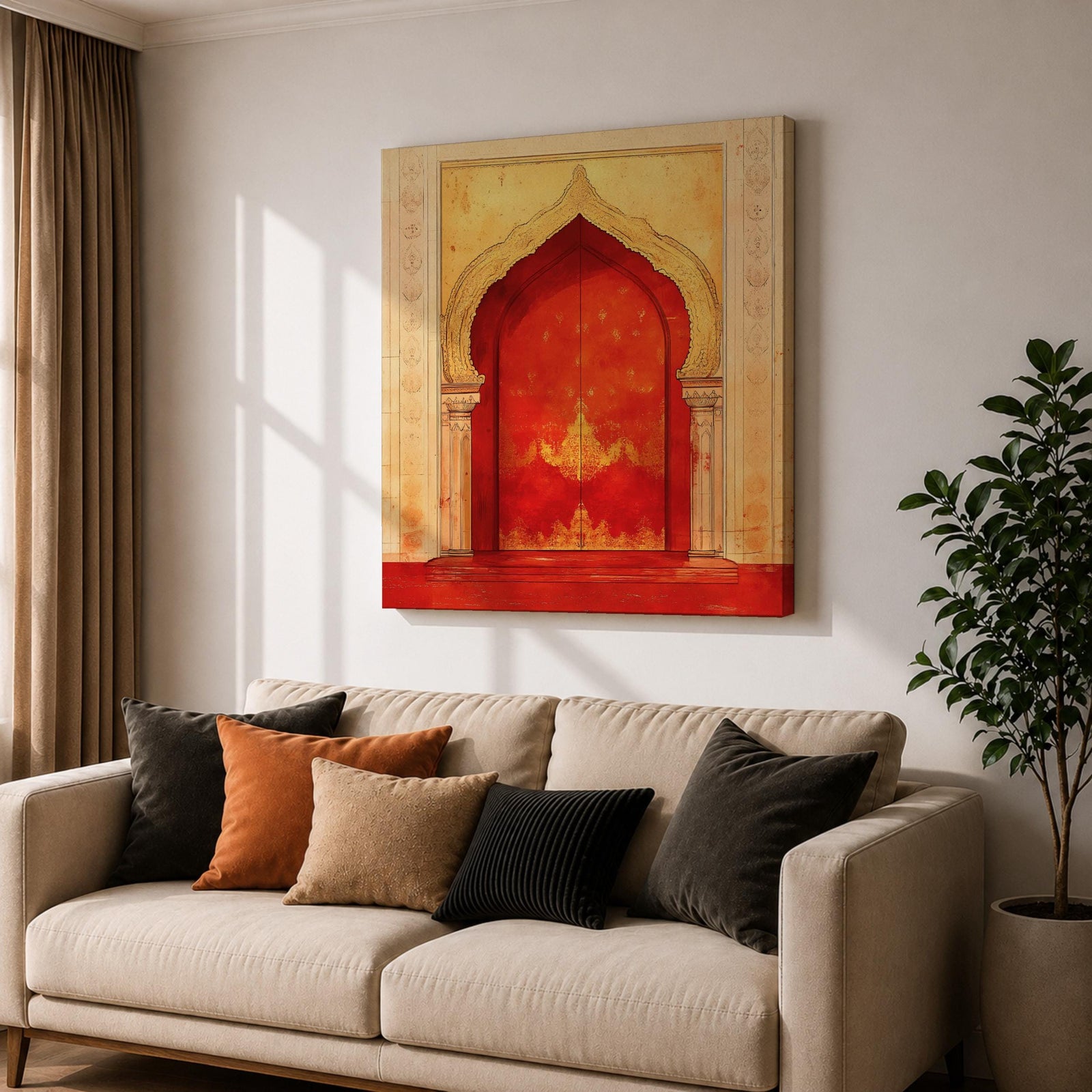 Moroccan Door Wall Art Arched Entry Framed Canvas Moorish Architecture Islamic Home Decor