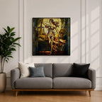 Lady Justice Wall Art Legal Symbol Framed Canvas Stained Glass Law Office Decor