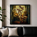 Lady Justice Wall Art Legal Symbol Framed Canvas Stained Glass Law Office Decor