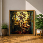 Lady Justice Wall Art Legal Symbol Framed Canvas Stained Glass Law Office Decor