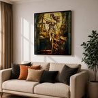Lady Justice Wall Art Legal Symbol Framed Canvas Stained Glass Law Office Decor