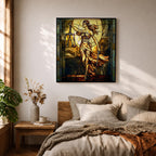 Lady Justice Wall Art Legal Symbol Framed Canvas Stained Glass Law Office Decor